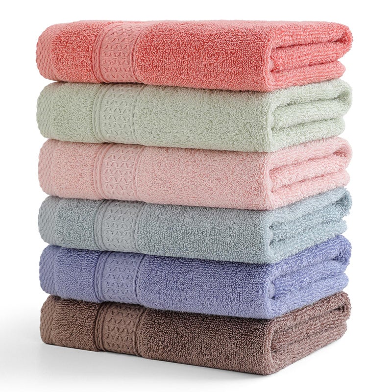 QAJ 6 Pack Hand Towel Set, 16 by 25 inches, 100% Cotton Ultra Soft and Highly Absorbent, Quick Drying, for Hotels, Spa, Bathroom - Image 1
