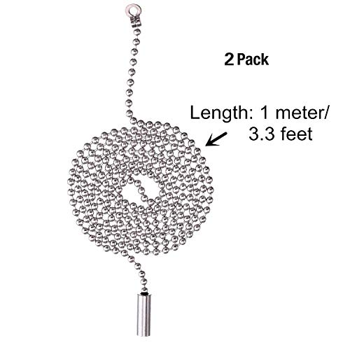 Shappy 2 Pack Steel Beaded Ball Pull String Extension Chain with Connector for Ceiling Fan Light Fixture Light Bulb Switch Chain Extender, 1 Meter Length - Image 2