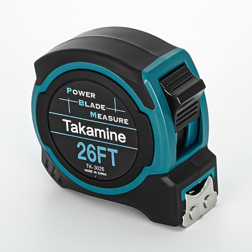 Takamine Tape Measure Professional 26 Feet, 1/8 Fraction Easy Read Retractable Measuring Tape, with Magnetic Hook, Manual Lock, Rubber casing, Suitable for Engineers/Surveyors/Carpenters/Construction - Image 1