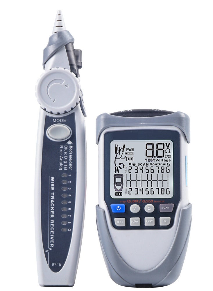 AL RAID Handheld Portable Network Cable Tester LCD Large Screen Display Digital Wire Trackers Continuity Battery Voltage Polarity Checking POE Test Multi-function Cable Tester with Flashlight - Image 4