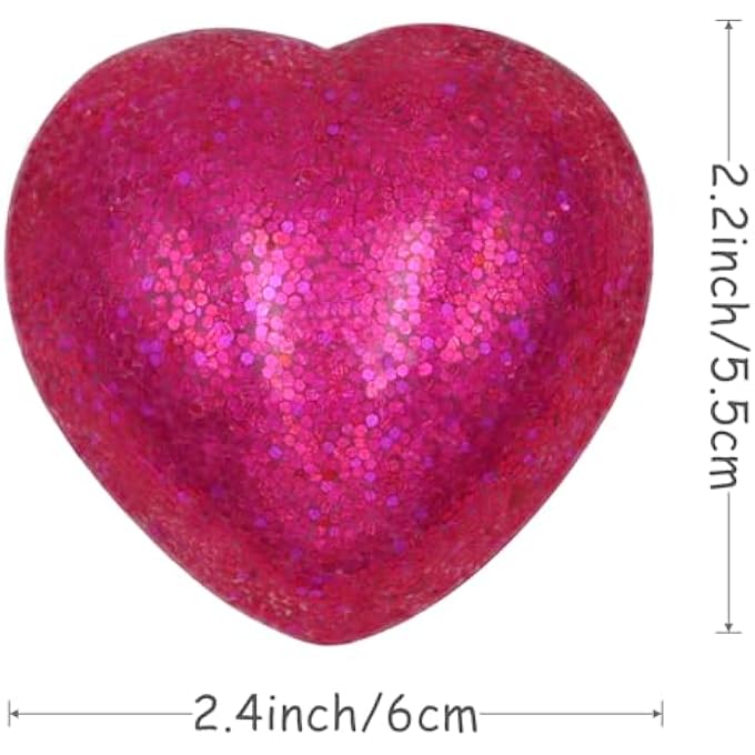 Howzcci 12 Pack Valentines Hearts Stress Balls Squishy Toys Squeeze Toys for Kids Girls Boys School Classroom Valentines Card Prizes Party Favors Gifts - Image 4