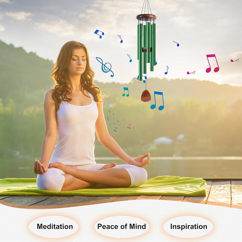 Bursvik Large Aluminium Wind Chimes 37 Inches to Create a Zen Atmosphere Suitable for Outdoor, Garden, Patio Decoration. Classic Wind Chimes with Wind Catcher Suitable as A Gift for Unisex(Green) - Image 5