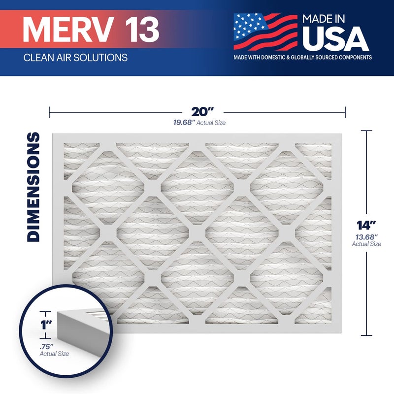 BNX TruFilter 14x20x1 Air Filter MERV 13 (6-Pack) - MADE IN USA - Electrostatic Pleated Air Conditioner HVAC AC Furnace Filters for Allergies, Pollen, Mold, Bacteria, Smoke, Allergen, MPR 1900 FPR 10 - Image 2