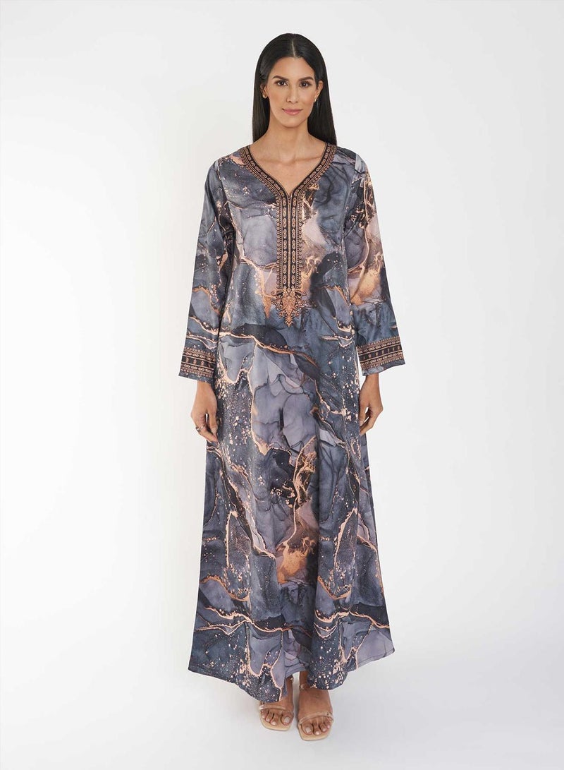 KASHKHA Marble Print Jalabiya - Image 1