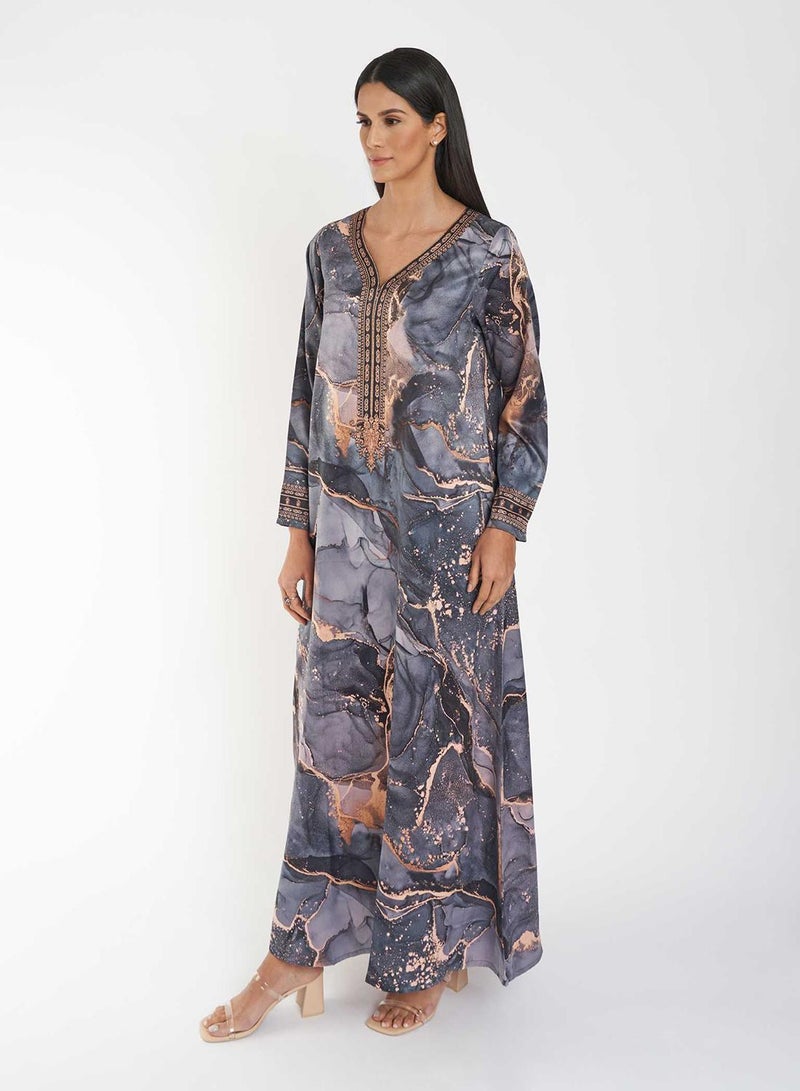 KASHKHA Marble Print Jalabiya - Image 2