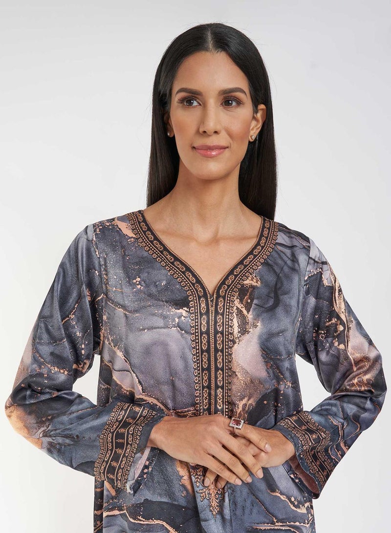 KASHKHA Marble Print Jalabiya - Image 4