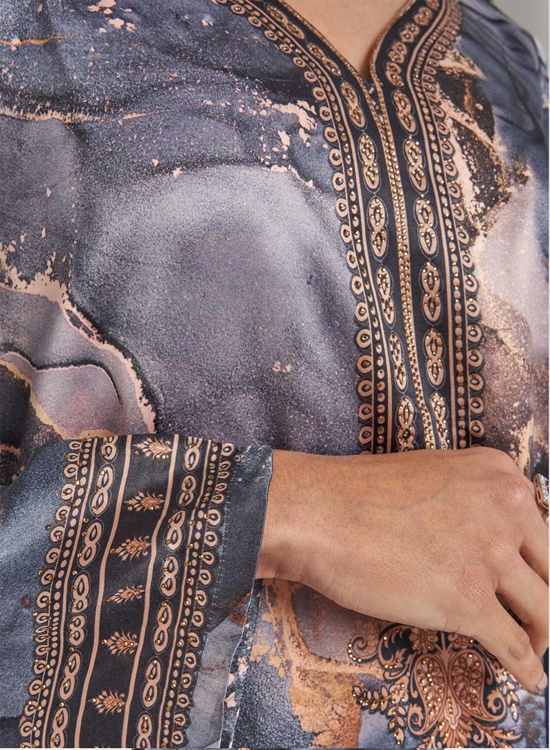 KASHKHA Marble Print Jalabiya - Image 5