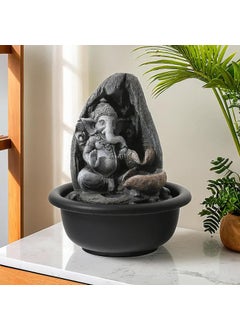 The Better Home The Better Home Polyresin Ganesh Fountain For Home Decor With LED Lights Waterfall Fountain for Gifting Showpiece Decoration Item Indoor Decor for Living Room Tabletop Hall Office Grey Color 