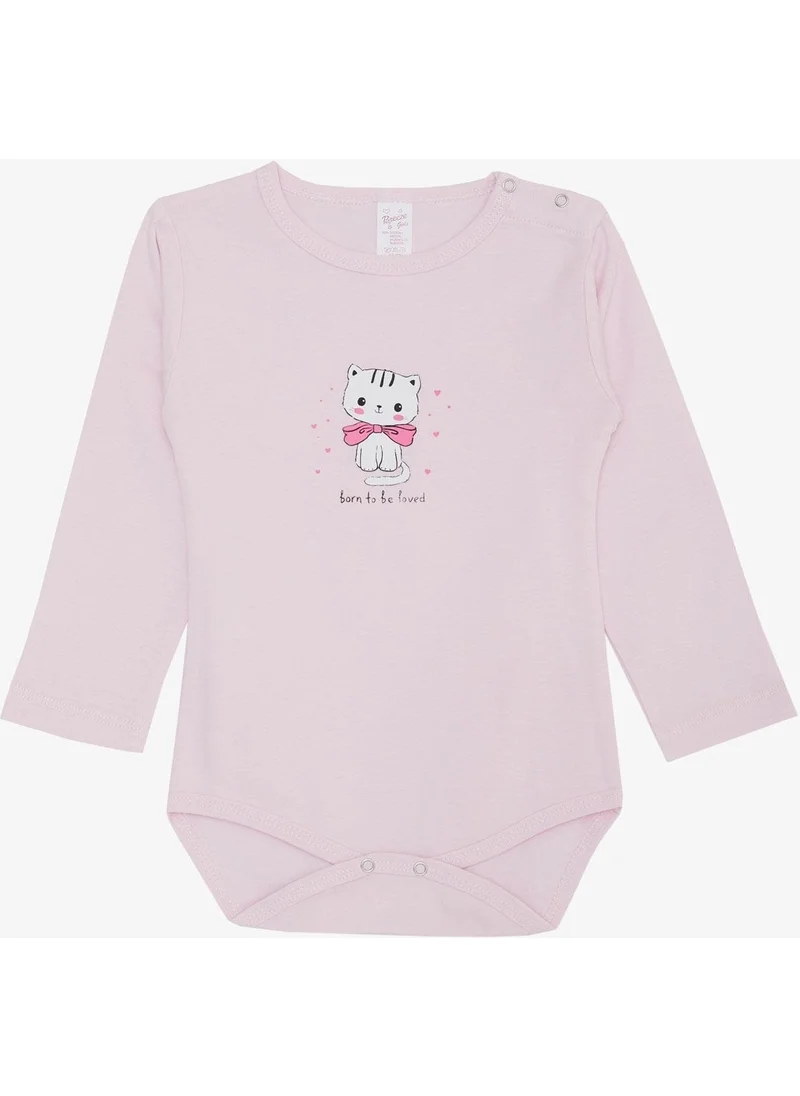 بريز Baby Girl Snap Bodysuit Love Themed Kitten Printed 9 Months-3 Years, Pink