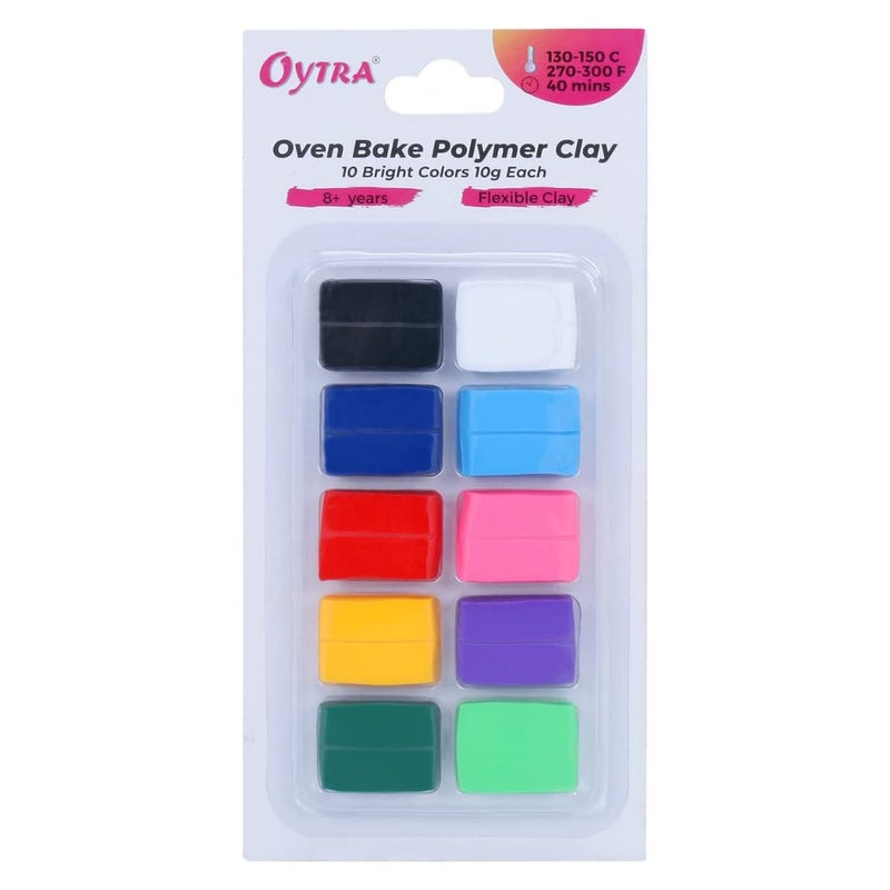 Oytra Oytra 10 Color Polymer Clay Make and Oven Bake Soft Set for Jewellery Earrings Making Sculpting Miniatures DIY Art Non Air Dry Plasticine PVC Material Beginner Professional Baking Adults Kids (Bright)  - Image 1