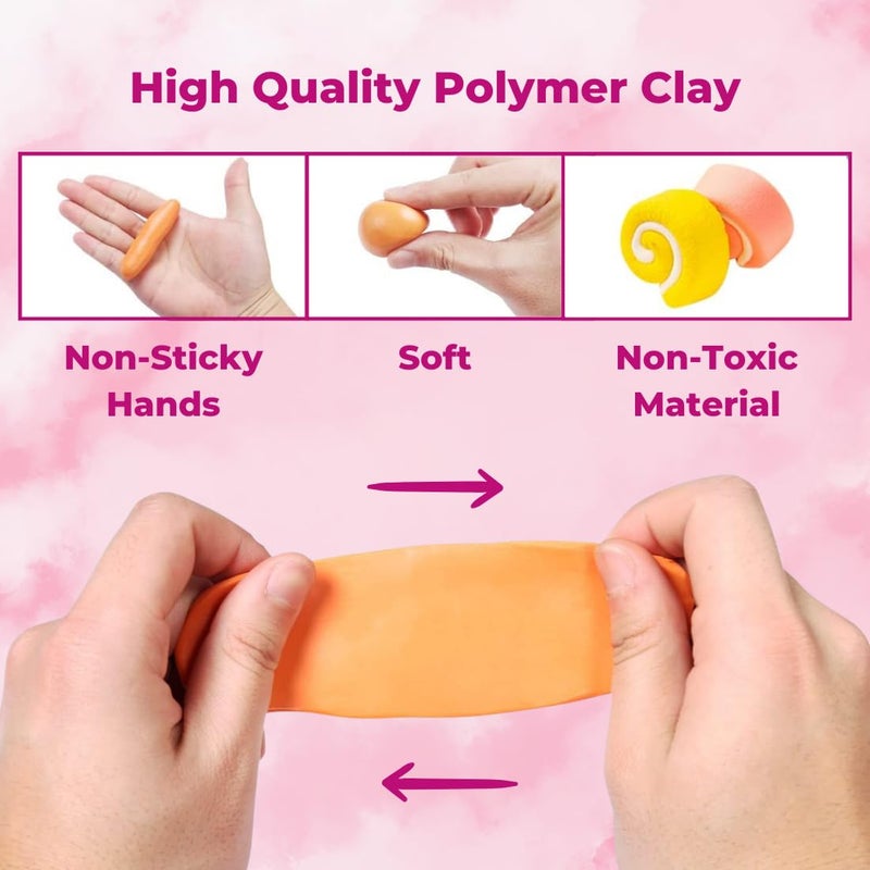 Oytra Oytra 10 Color Polymer Clay Make and Oven Bake Soft Set for Jewellery Earrings Making Sculpting Miniatures DIY Art Non Air Dry Plasticine PVC Material Beginner Professional Baking Adults Kids (Bright)  - Image 4