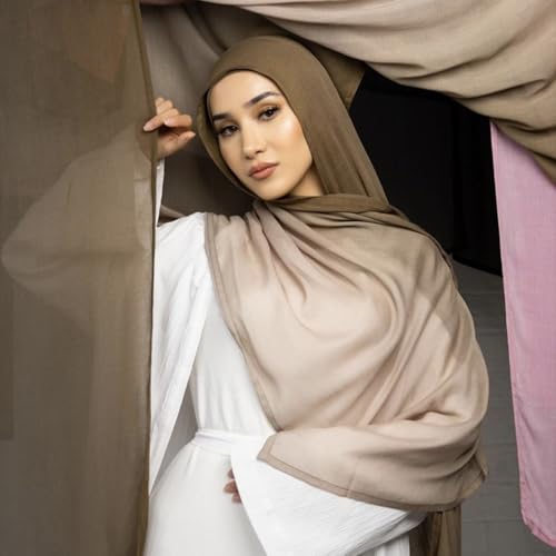 Caviotess Fashion Gradient Color Hijab Scarf for Women Soft Modal Instant Jersey Hijab Head Wraps Long Shawls - Image 2