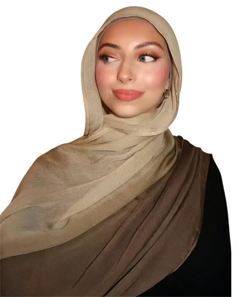 Caviotess Fashion Gradient Color Hijab Scarf for Women Soft Modal Instant Jersey Hijab Head Wraps Long Shawls - Image 1