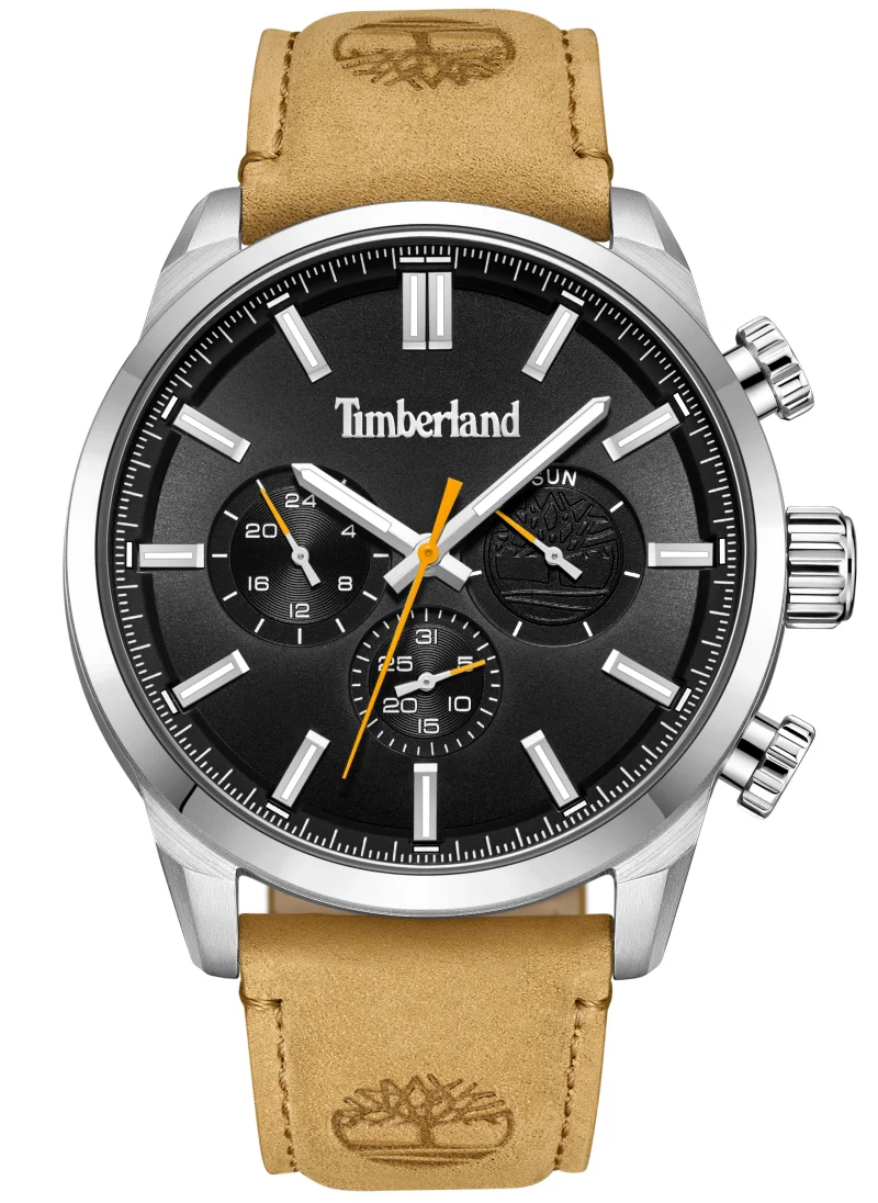 تمبرلاند Henniker II Men's Watch 46mm Analog Black Dial Wheat Leather Strap