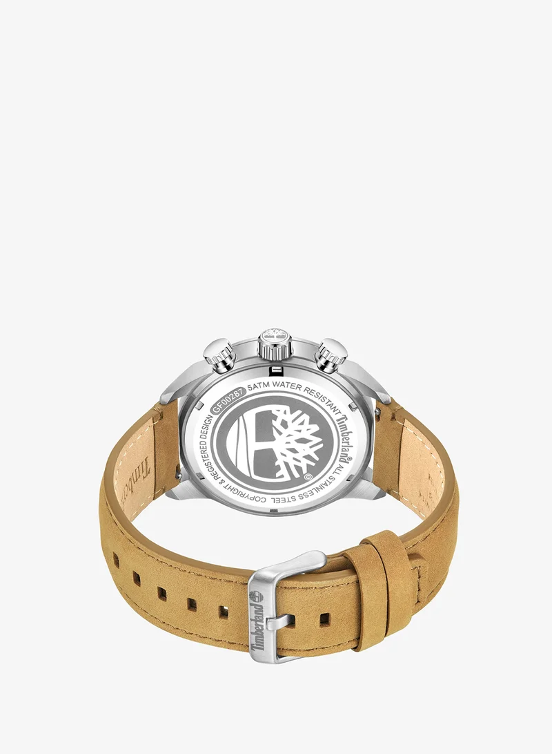 Timberland Black Henniker II Men's Watch 46mm Analog Black Dial Wheat Leather Strap for Men | Best Price UAE