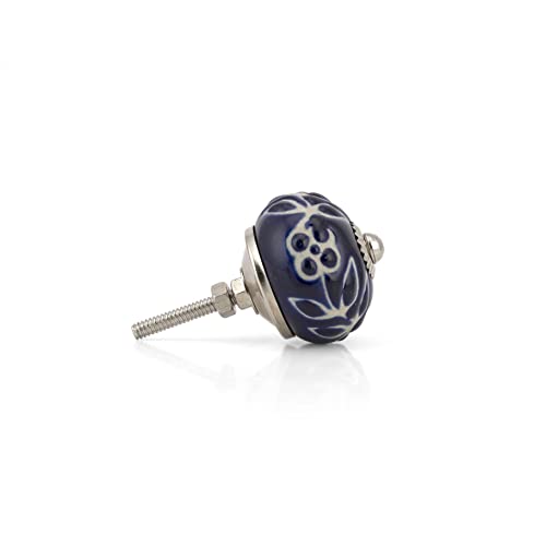 Craft Trade Ceramic Cabinet Knobs - Handmade Boho Dresser Drawer Pulls - Decorative Kitchen Door Knobs, Wardrobe, Closet, Bathroom Cabinet Handles - Artistic Kitchen Hardware - Blue, Set of 6 - Image 3