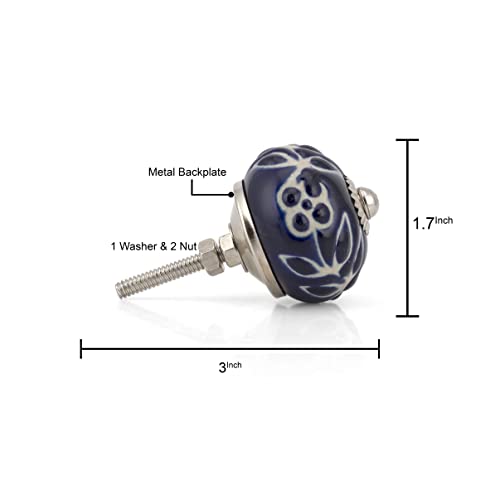 Craft Trade Ceramic Cabinet Knobs - Handmade Boho Dresser Drawer Pulls - Decorative Kitchen Door Knobs, Wardrobe, Closet, Bathroom Cabinet Handles - Artistic Kitchen Hardware - Blue, Set of 6 - Image 5