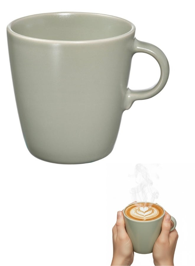 IKEA Mug in Light Green Matte Stylish stoneware mug with a capacity of 370 ml, a modern design for coffee lovers and hot and cold drinks, microwave and dishwasher safe - Image 1
