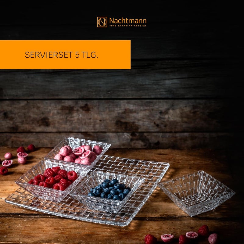 Nachtmann Crystal Bossa Nova Square Plate Set Clear Set of 5 - Image 2