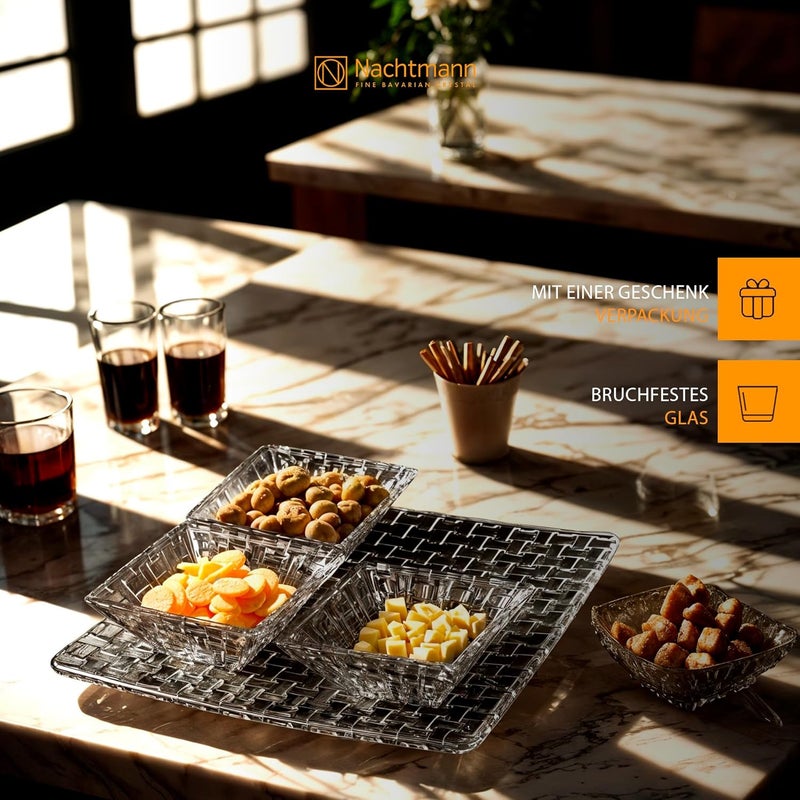 Nachtmann Crystal Bossa Nova Square Plate Set Clear Set of 5 - Image 4