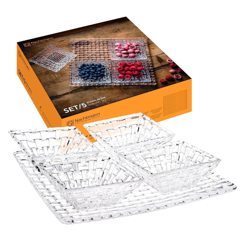 Nachtmann Crystal Bossa Nova Square Plate Set Clear Set of 5 - Image 1
