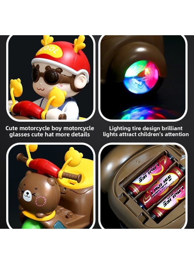 Weng Kai Children's Dynamic Electric Stunt Bear Motorcycle Toy Fancy Rotating Head Up Swing Tricycle Boy-Color:Little Girl Stunt Swing Car-Proportion:High Configuration: Free 3 Rechargeable Batteries + Charger + Screwdriver - Image 5