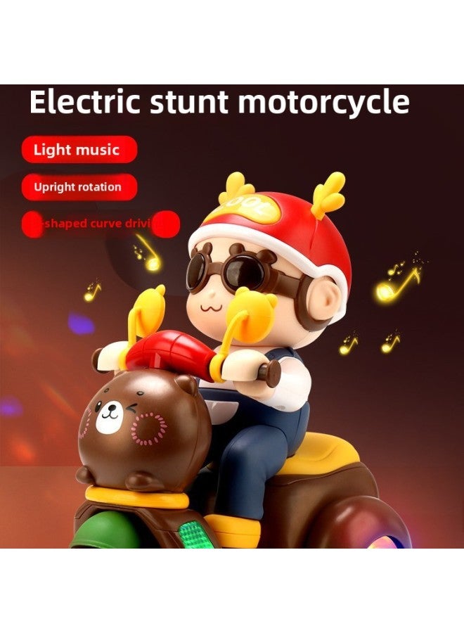 Weng Kai Children's Dynamic Electric Stunt Bear Motorcycle Toy Fancy Rotating Head Up Swing Tricycle Boy-Color:Little Girl Stunt Swing Car-Proportion:High Configuration: Free 3 Rechargeable Batteries + Charger + Screwdriver - Image 2