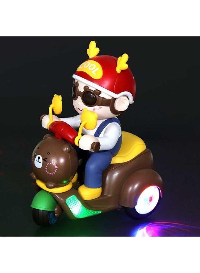 Weng Kai Children's Dynamic Electric Stunt Bear Motorcycle Toy Fancy Rotating Head Up Swing Tricycle Boy-Color:Little Girl Stunt Swing Car-Proportion:High Configuration: Free 3 Rechargeable Batteries + Charger + Screwdriver - Image 4