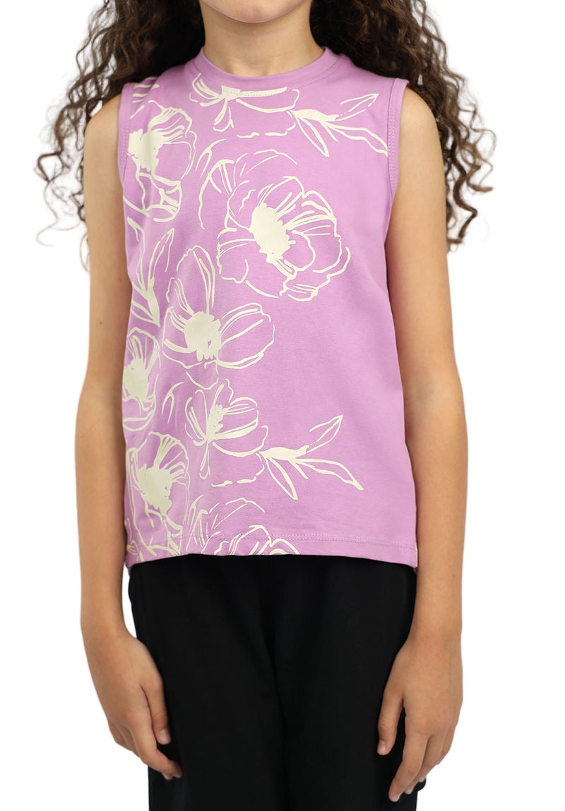 ATUM Girl's Flowery  Tank Top - Image 1
