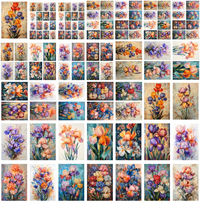 Flonz Decoupage Paper Pack (35 Sheets 6"x8") Floral Charm: Soft Peach and White Flowers nestled Against Textured Vintage Blue Backgrounds, evoking Elegance and Nostalgia FLONZ Vintage - Image 4