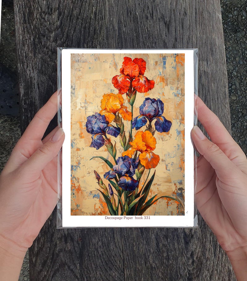 Flonz Decoupage Paper Pack (35 Sheets 6"x8") Floral Charm: Soft Peach and White Flowers nestled Against Textured Vintage Blue Backgrounds, evoking Elegance and Nostalgia FLONZ Vintage - Image 3