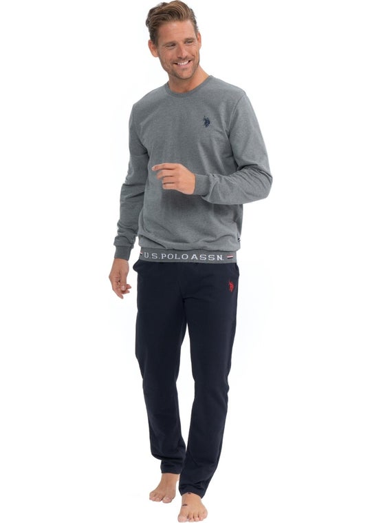 U.S. Polo Assn. Men's 2 Yarn Woven Cuffed Sleeve Skinny Leg Pocket Pajama Set  - Image 1
