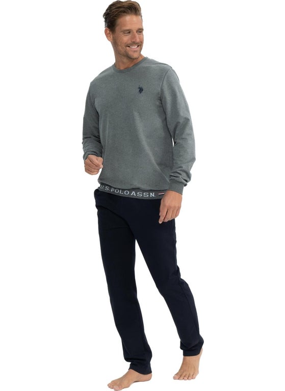 U.S. Polo Assn. Men's 2 Yarn Woven Cuffed Sleeve Skinny Leg Pocket Pajama Set  - Image 3