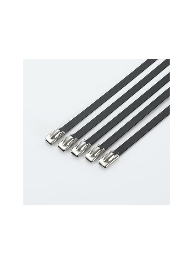 S-TOP Heavy Duty Metal Cable Ties, Black Stainless Steel, 11.8 Inch, 10 Pack, Self-Locking Design for Machinery, Vehicles, Pipes, Outdoor Use - Image 2