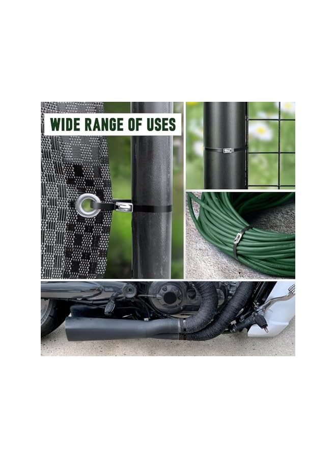 S-TOP Heavy Duty Metal Cable Ties, Black Stainless Steel, 11.8 Inch, 10 Pack, Self-Locking Design for Machinery, Vehicles, Pipes, Outdoor Use - Image 4