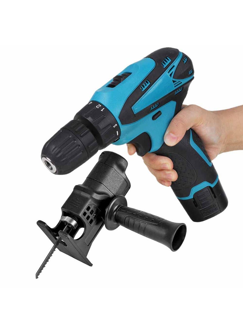 Shoppingekart - 12V 2Speed Rechargeable Wireless Power Drills Portable Cordless Impact Drill Multifunction Lithium Electric Screwdriver Set With Jig saw wood cutter Reciprocating Adapter cordless drill 12V - Image 1