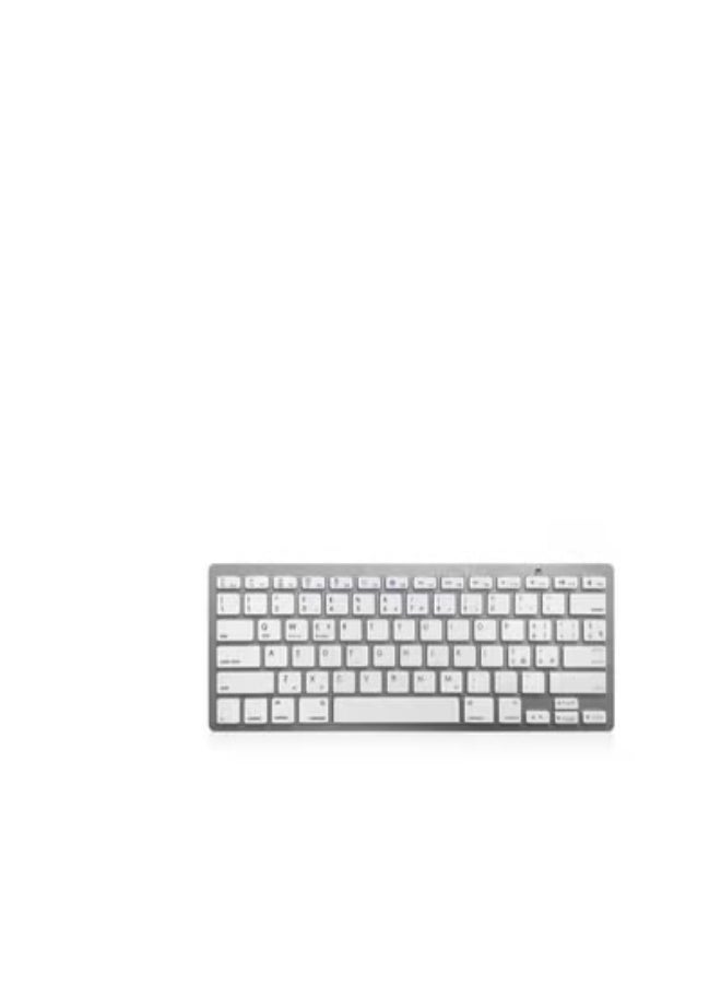 Wireless Bluetooth 3.0 Keyboard – Compact & Portable – Compatible with iOS, Android, and Windows Devices – Silver/White - Image 1