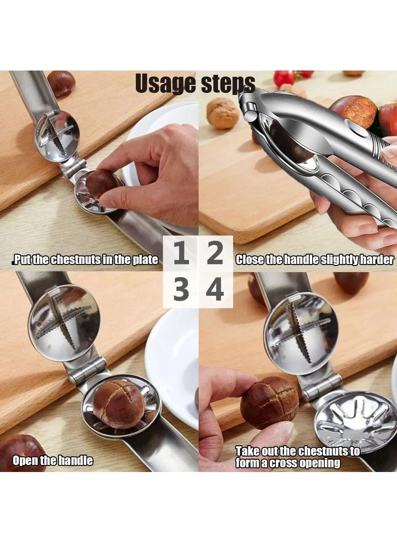 Excefore - Nutcracker Chestnut Clip Nut Cracker Sheller Walnut Pliers Metal Nut Opener Plier Multifunctional Chestnut Opener Nut 304 Stainless Steel Kitchen Tools - Image 1