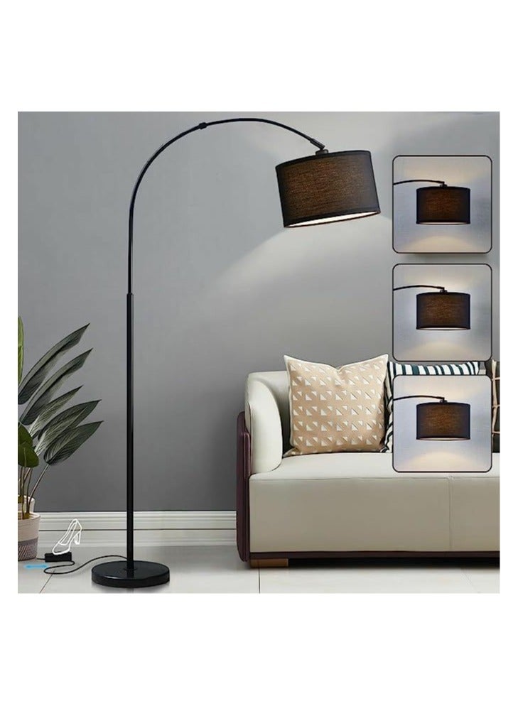 Floor Lamp With Led Bulb Metal Warm Light Black