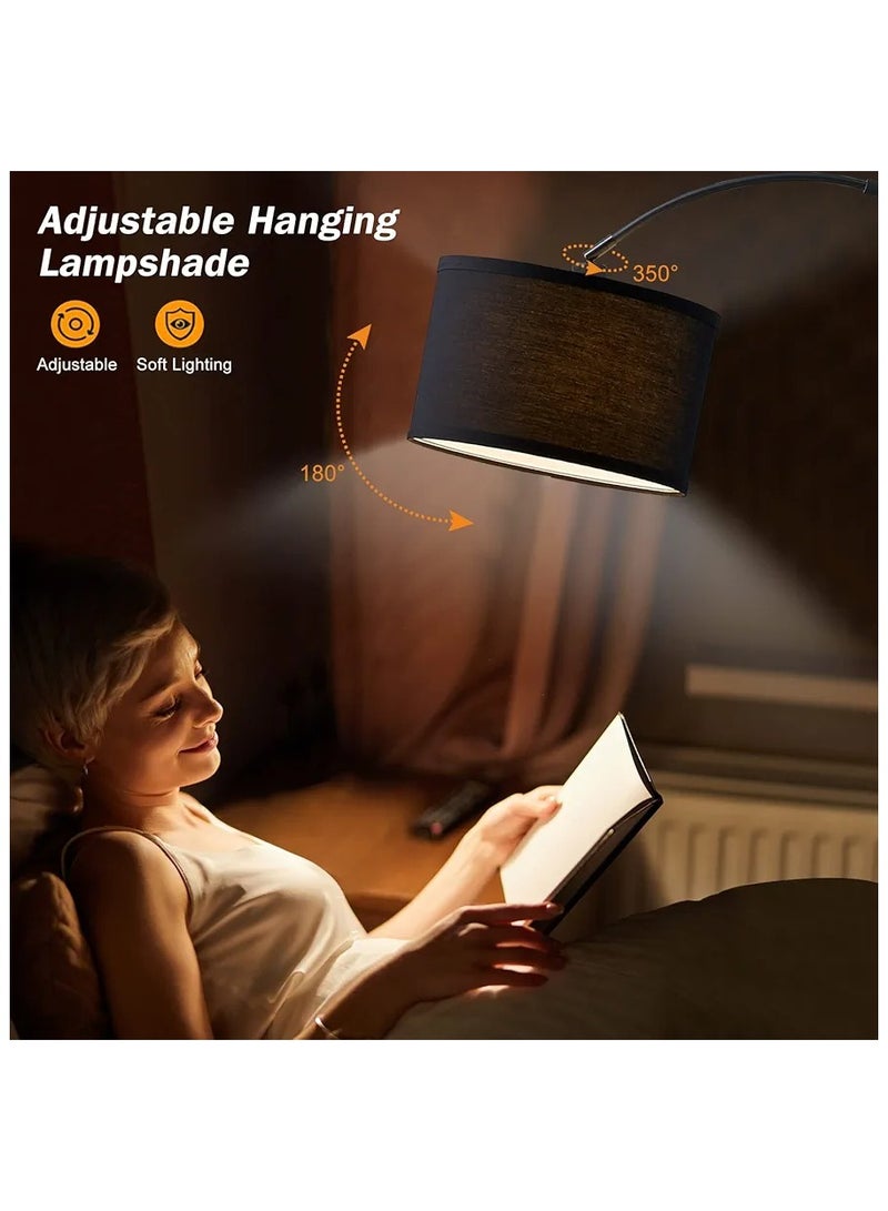 Floor Lamp With Led Bulb Metal Warm Light Black