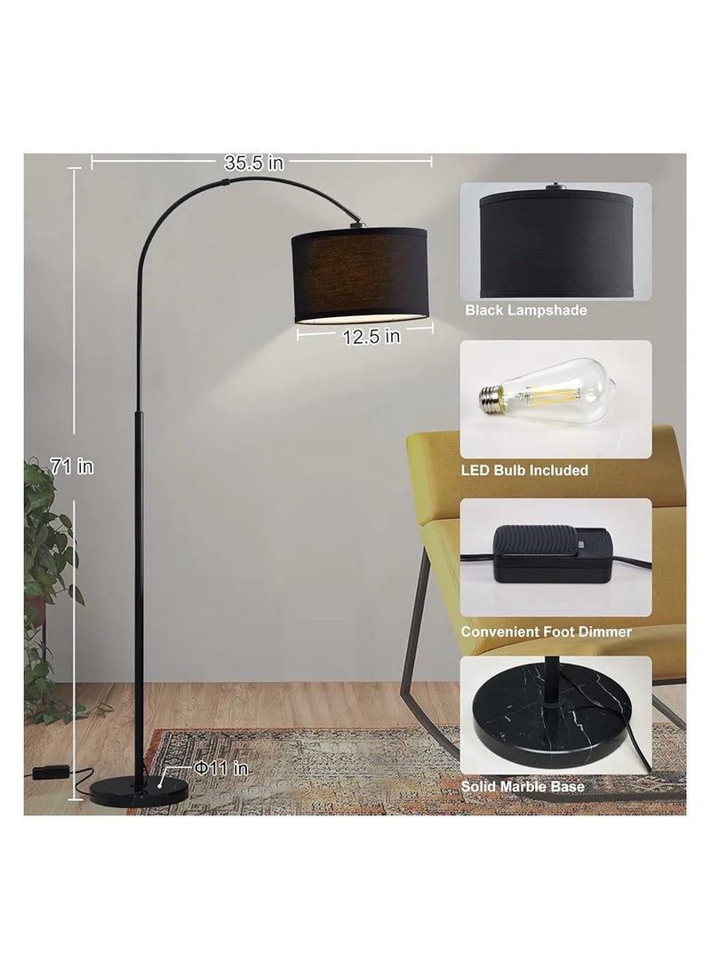 Floor Lamp With Led Bulb Metal Warm Light Black