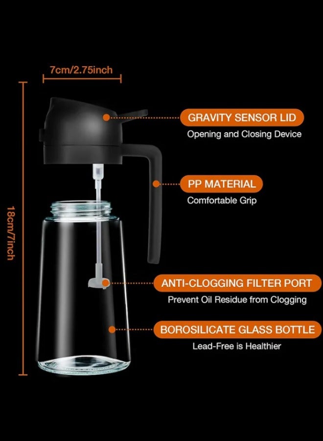 wowofa 2 In 1 Oil Sprayer Glass 470ml Oil Sprayer Dispenser for Cooking Yellow - Image 4