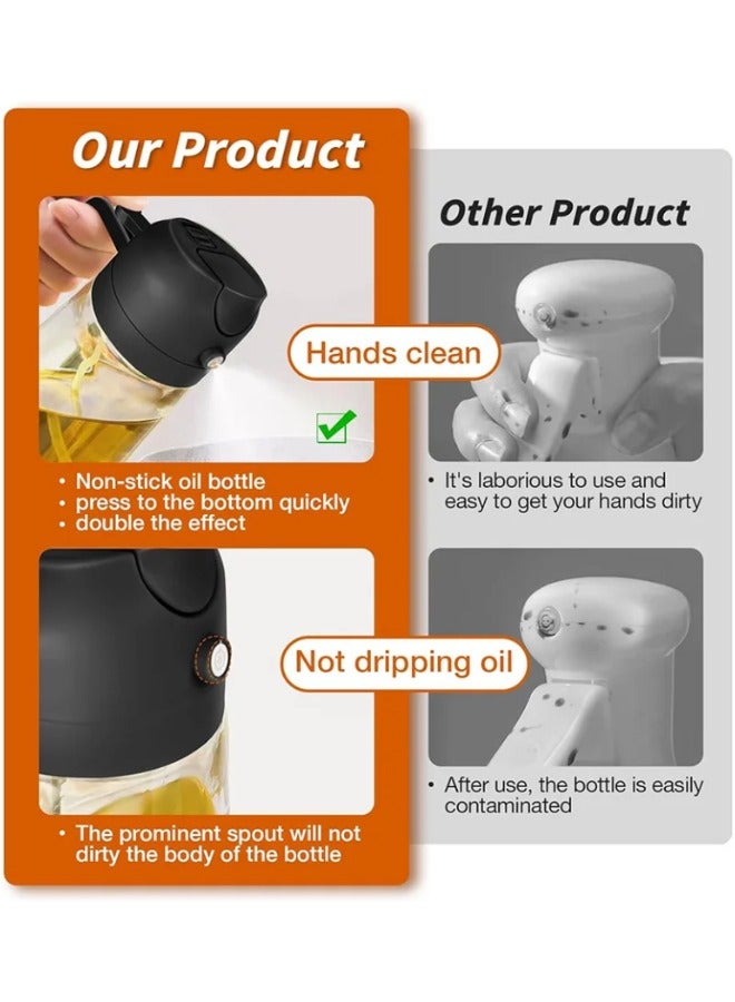 wowofa 2 In 1 Oil Sprayer Glass 470ml Oil Sprayer Dispenser for Cooking Yellow - Image 3