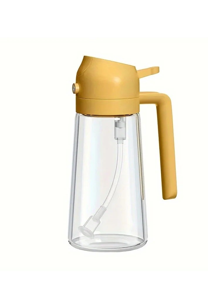 wowofa 2 In 1 Oil Sprayer Glass 470ml Oil Sprayer Dispenser for Cooking Yellow - Image 1