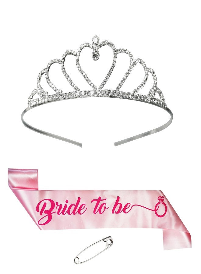 Decofy Bride Crown and Sash Combo | Bride to Be Sash With Tiara Crown Set | Bridal Shower Kit | Gold Crown & Satin Sash | Bachelorette Party Supplies | Bridal Shower Decorations & Wedding Celebration - Image 1