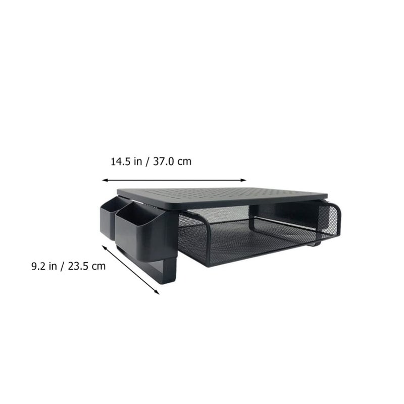 Multifunctional Monitor Stand Riser With Drawer And Side Shelf Black 3 For Office Home Use - Image 5