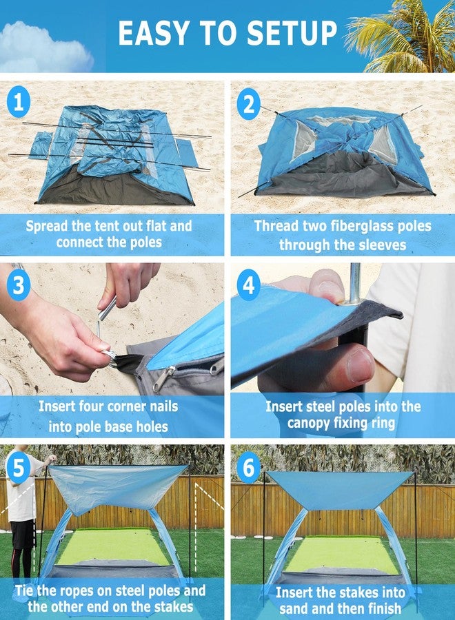 Gorich Beach Tent with Canopy - Easy Setup 3-4/5-6/7-8 Person Portable Sun Shelter, UPF 50+ UV Protection Sun Shade, Lightweight & Compact Beach Cabana for Family Travel - Image 5