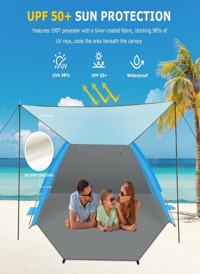 Gorich Beach Tent with Canopy - Easy Setup 3-4/5-6/7-8 Person Portable Sun Shelter, UPF 50+ UV Protection Sun Shade, Lightweight & Compact Beach Cabana for Family Travel - Image 3