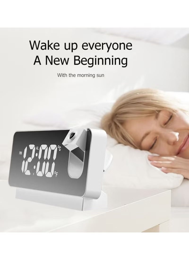 Arabest Digital Alarm Clock for Bedroom with USB Charger Port, Digital Clock with 180° Projector on Ceiling, 12/24H, Snooze, Dual Alarm Clock for Heavy Sleeper Kids Elderly - Image 5