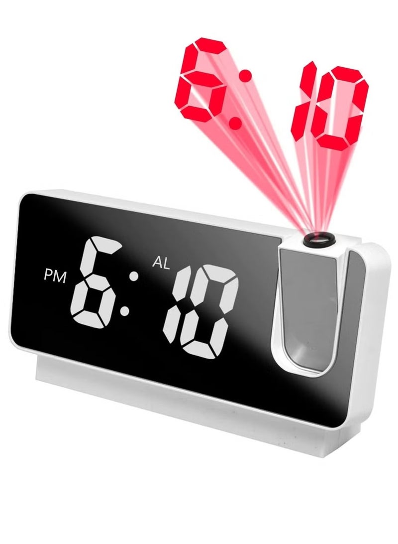 Arabest Digital Alarm Clock for Bedroom with USB Charger Port, Digital Clock with 180° Projector on Ceiling, 12/24H, Snooze, Dual Alarm Clock for Heavy Sleeper Kids Elderly - Image 1